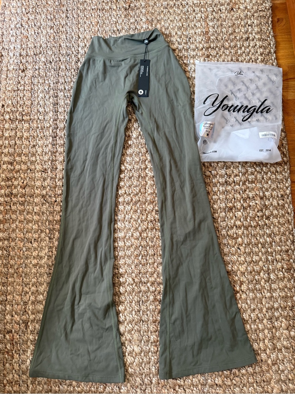 YoungLA Olive Green Flare Yoga Pants Style W227